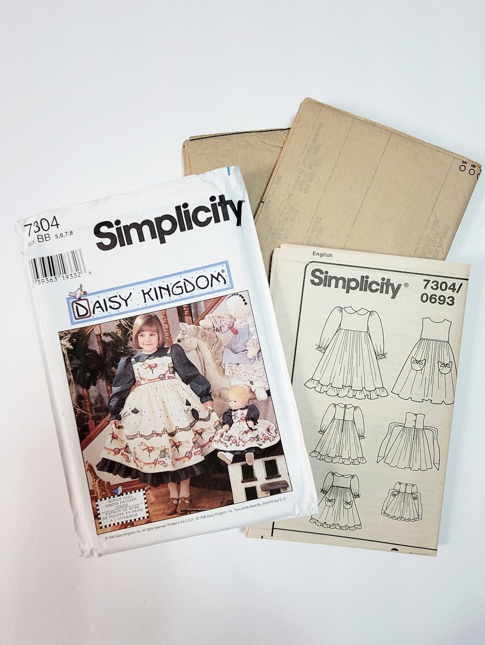 Simplicity 7304 Daisy Kingdom Vintage Pattern Girls Sz 5-8 With 17" Doll Dress